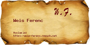 Weis Ferenc névjegykártya